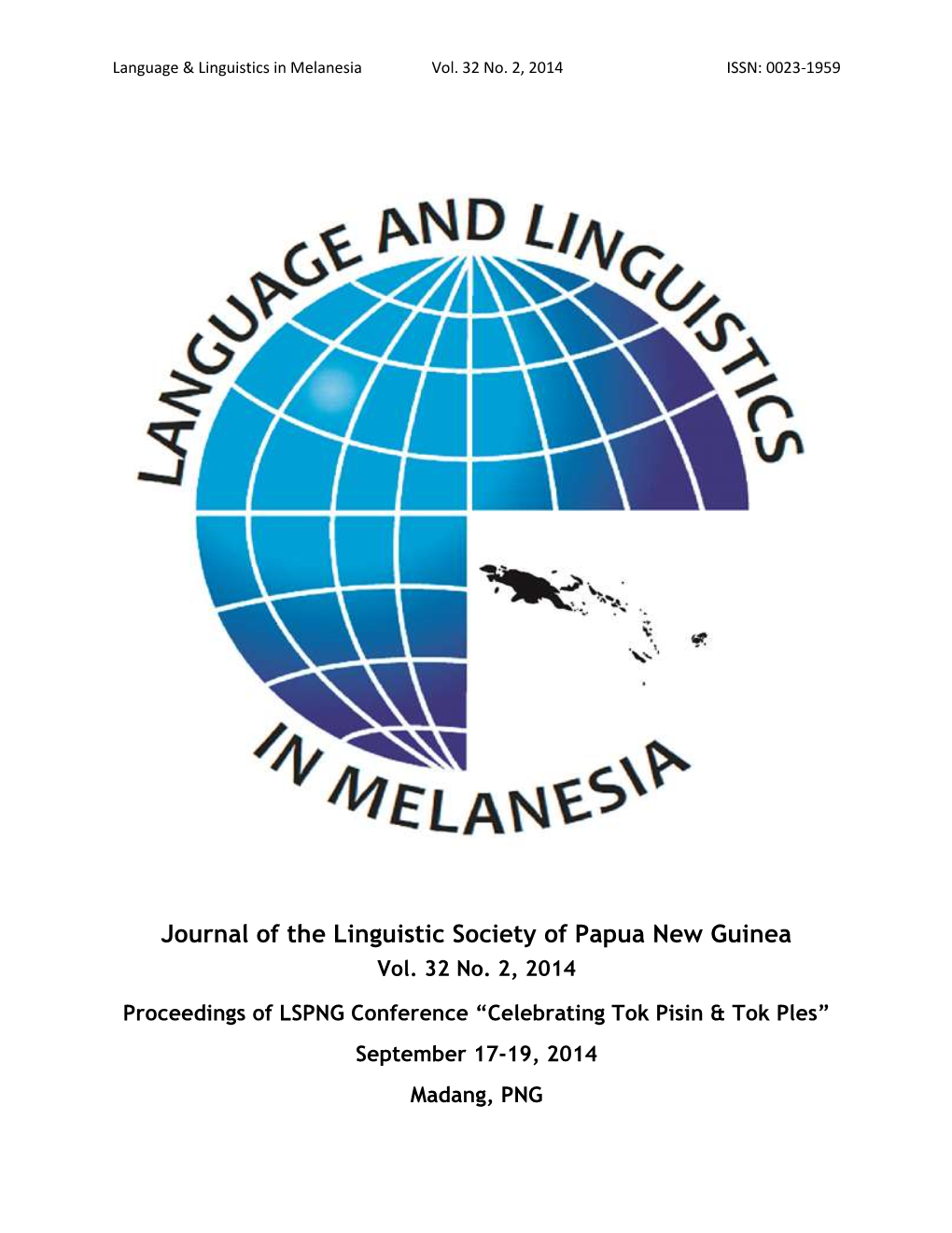 Journal of the Linguistic Society of Papua New Guinea