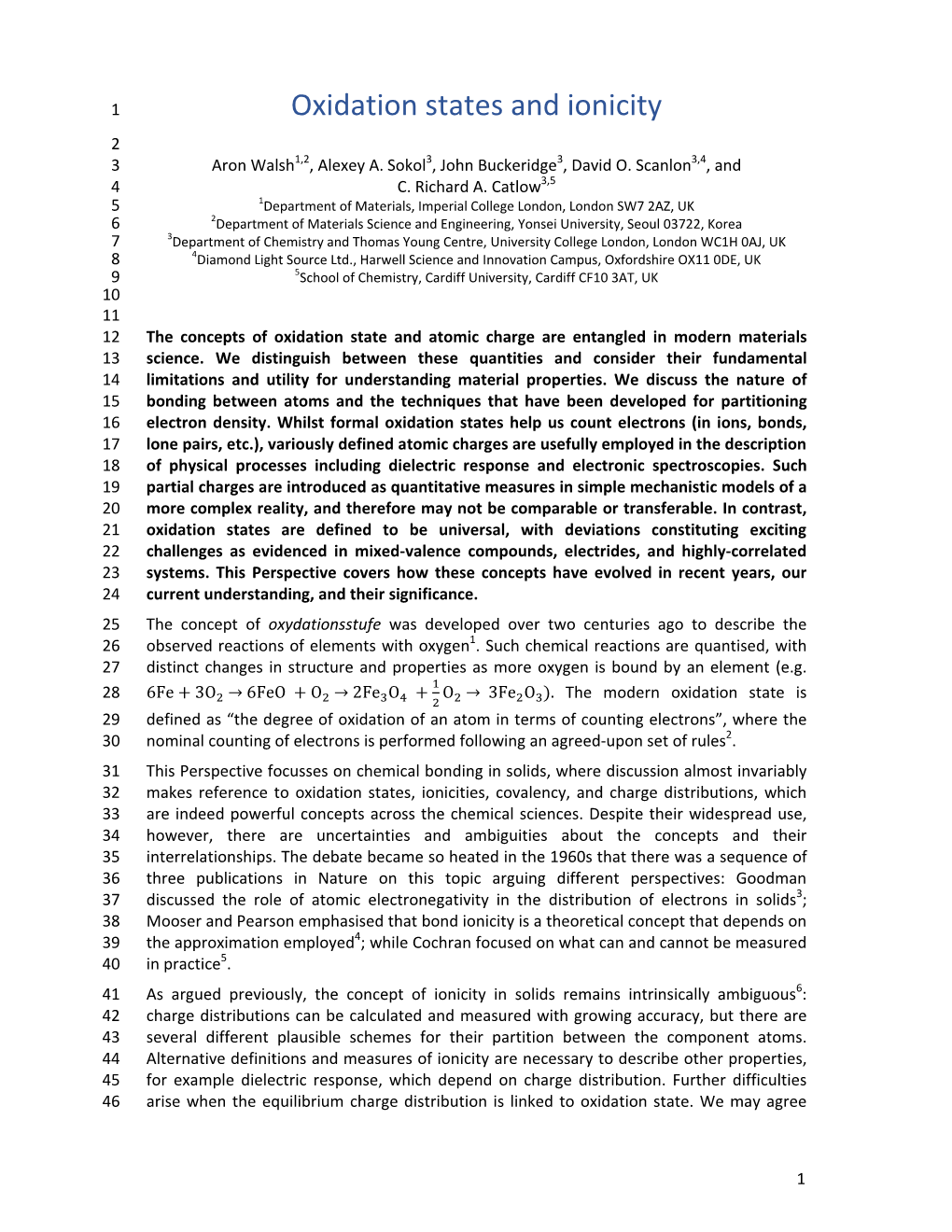 Oxidation States and Ionicity 2 3 Aron Walsh1,2, Alexey A