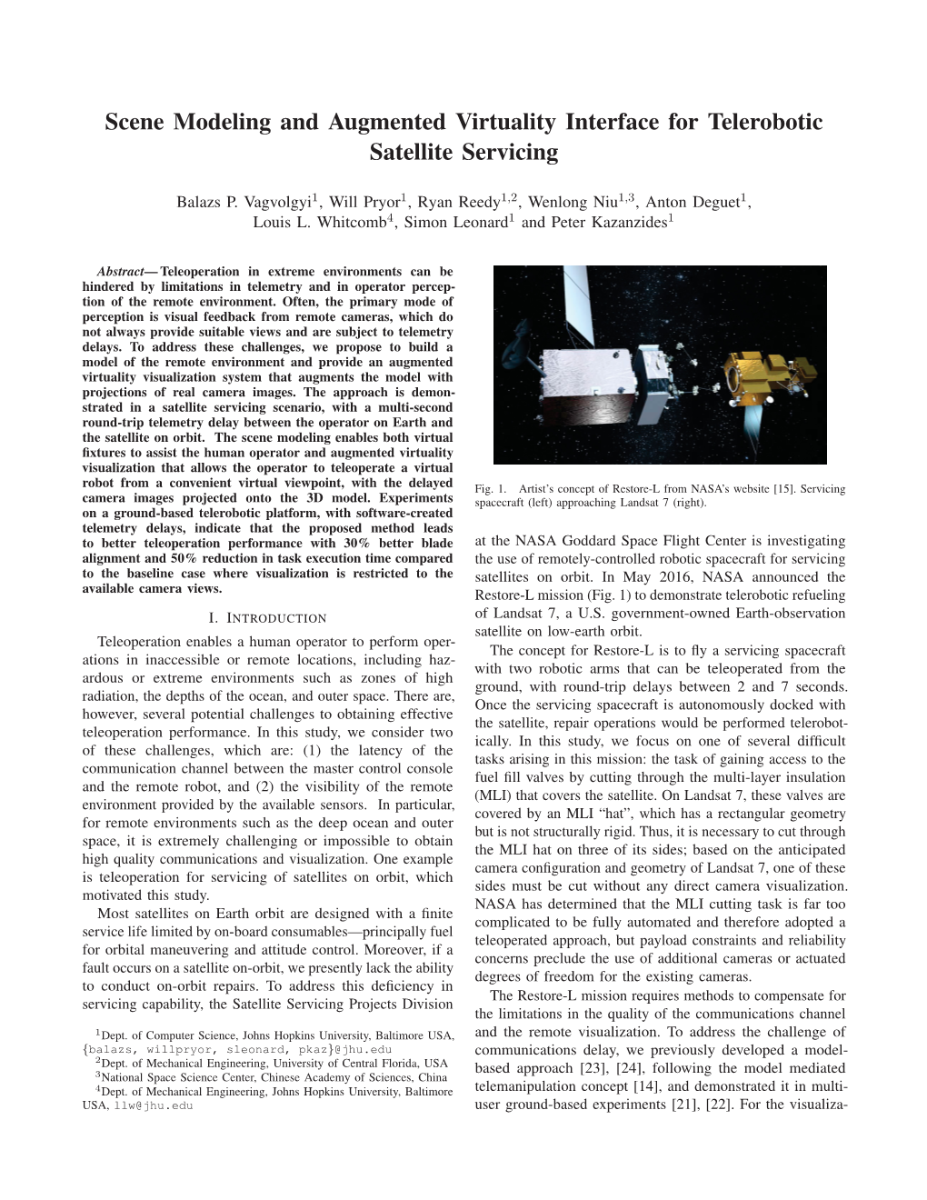 Scene Modeling and Augmented Virtuality Interface for Telerobotic Satellite Servicing