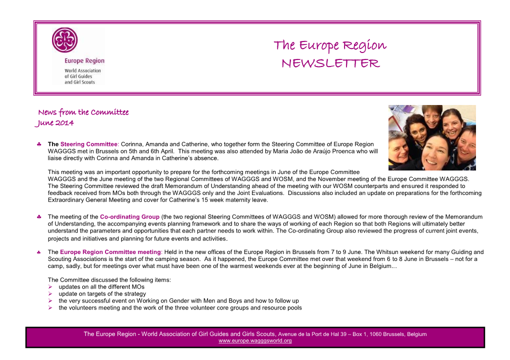 The Europe Region NEWSLETTER