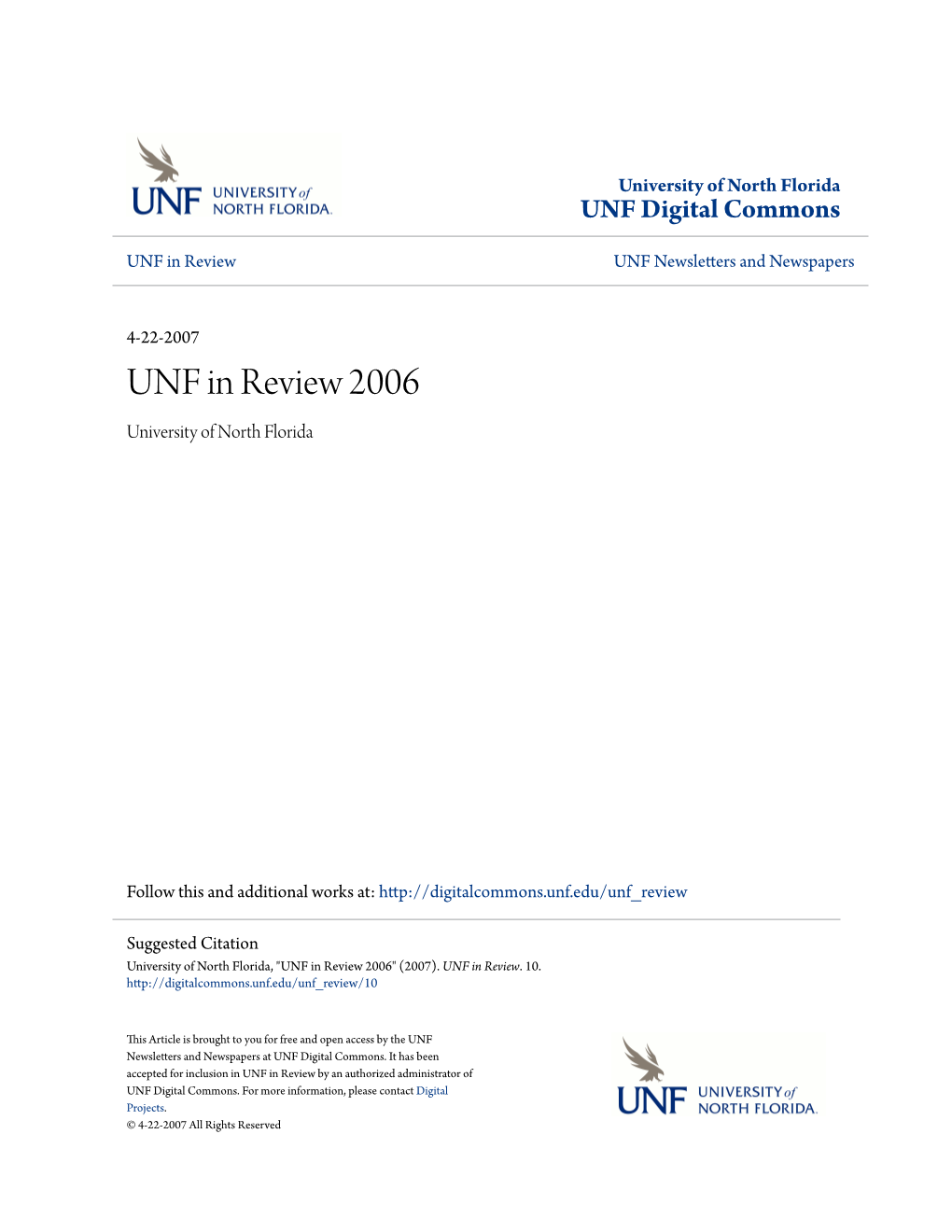 UNF in Review 2006 University of North Florida
