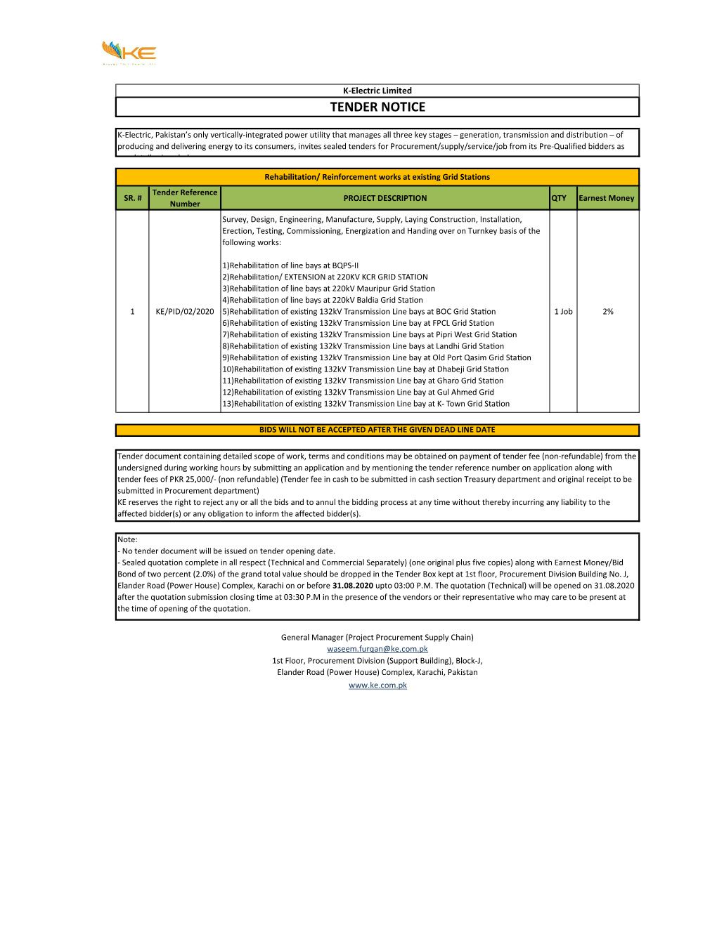 TENDER NOTICE.Xlsx