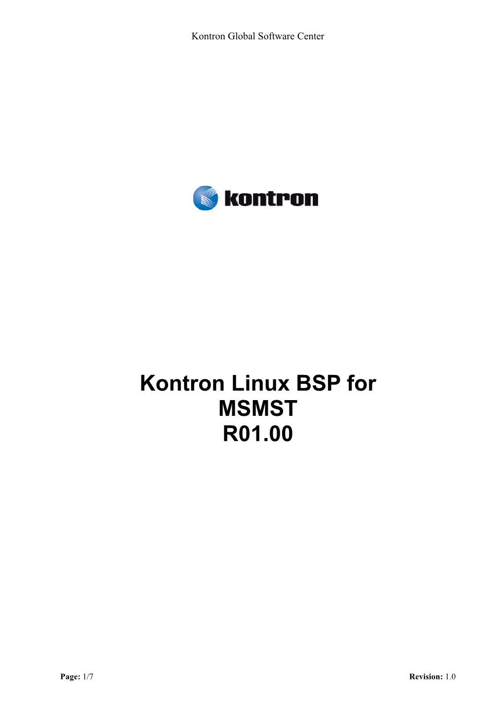 Kontron Linux BSP for MSMST R01.00
