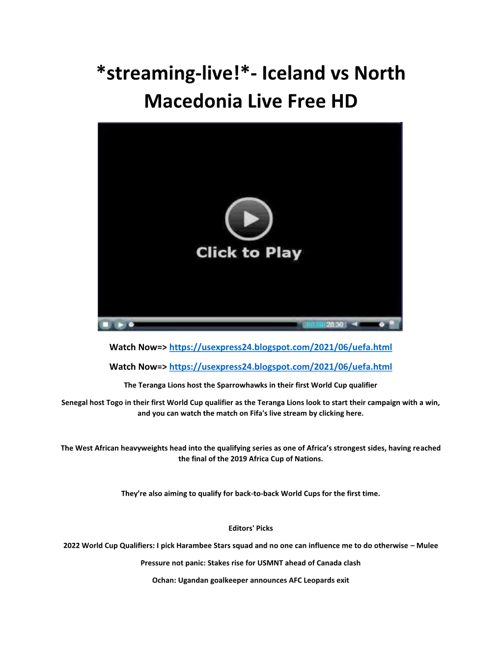 *Streaming-Live!*- Iceland Vs North Macedonia Live Free HD