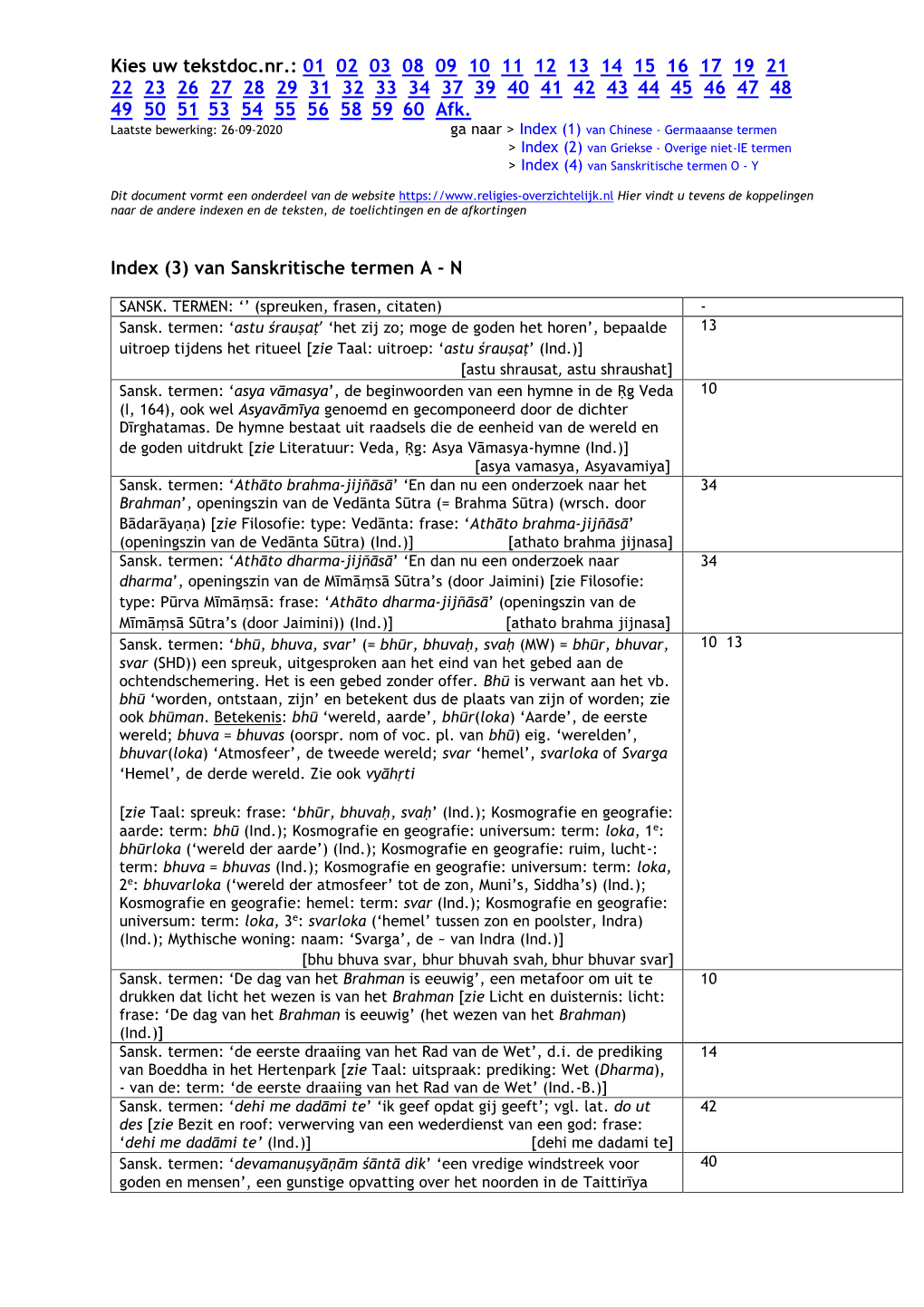 30. Index (3) Van Sanskritische Termen