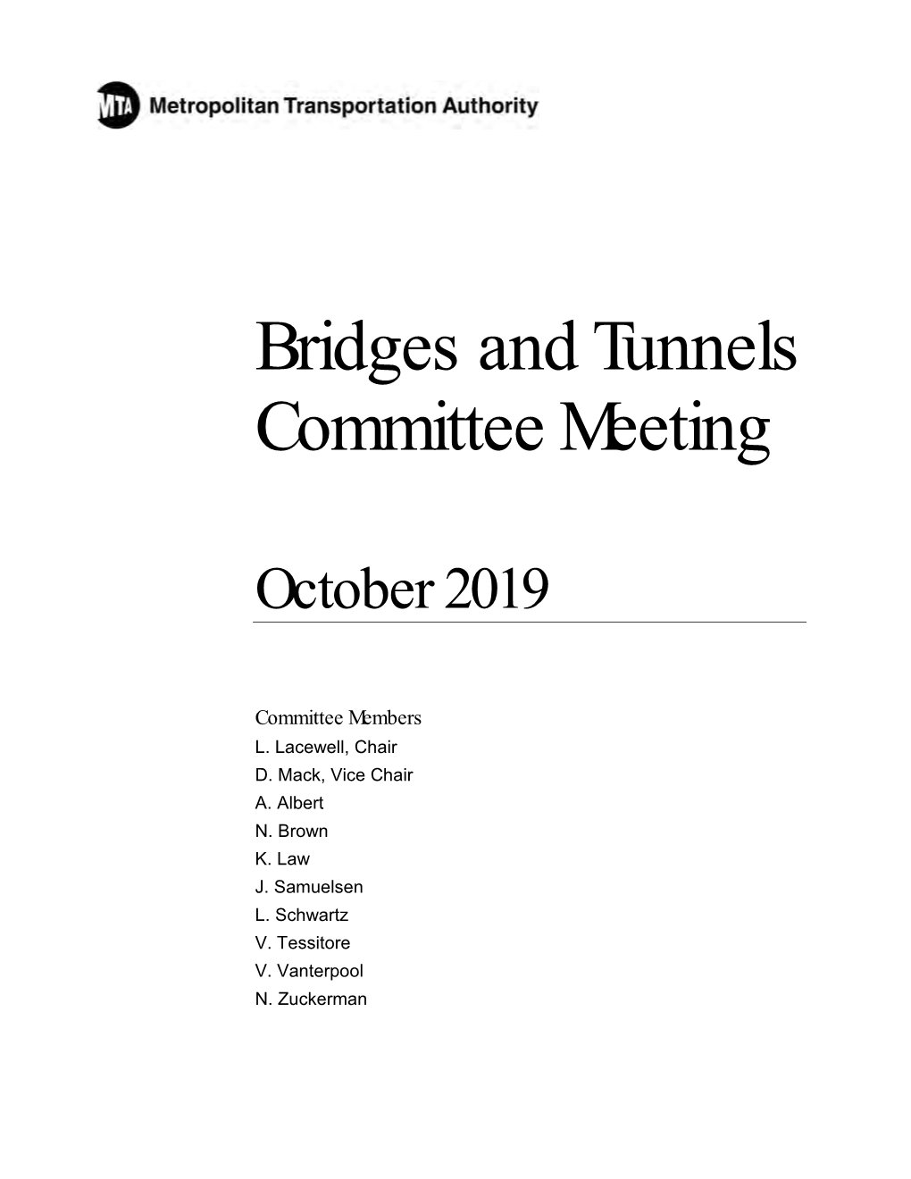 Bridges and Tunnels Committee Meeting