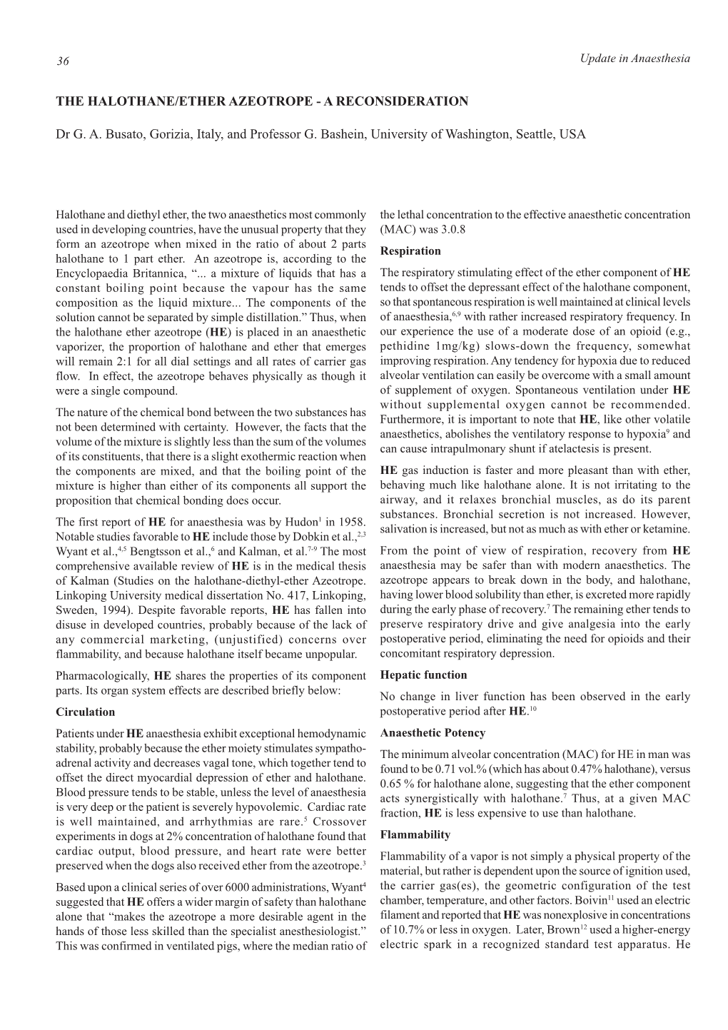 The Halothane/Ether Azeotrope - a Reconsideration