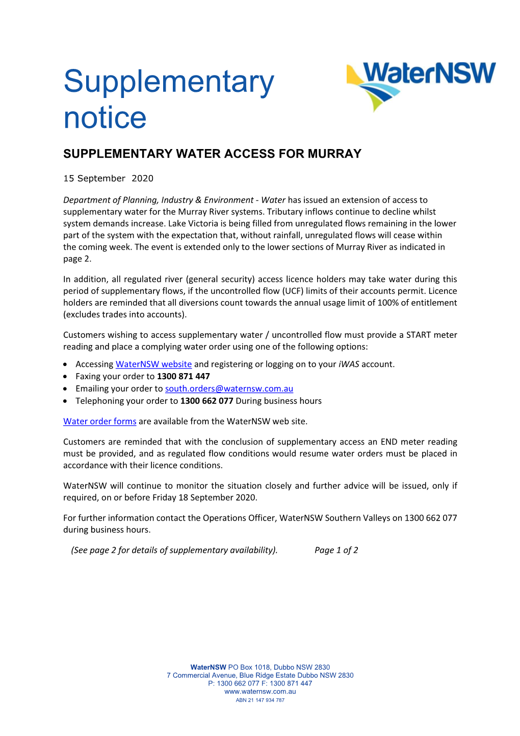 Murray Supplementary Access-15-September