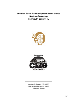 Division Street Redevelopment Needs Study Neptune Township Monmouth County, NJ
