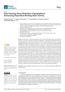 Post-Training Sleep Modulates Topographical Relearning-Dependent Resting State Activity