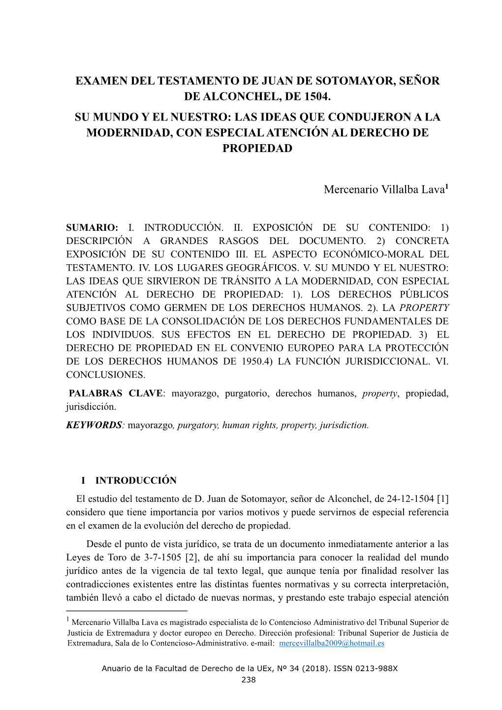 Examen Del Testamento De Juan De Sotomayor, Señor De Alconchel, De 1504