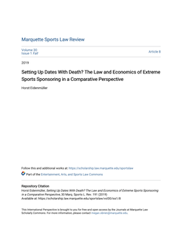 The Law and Economics of Extreme Sports Sponsoring in a Comparative Perspective
