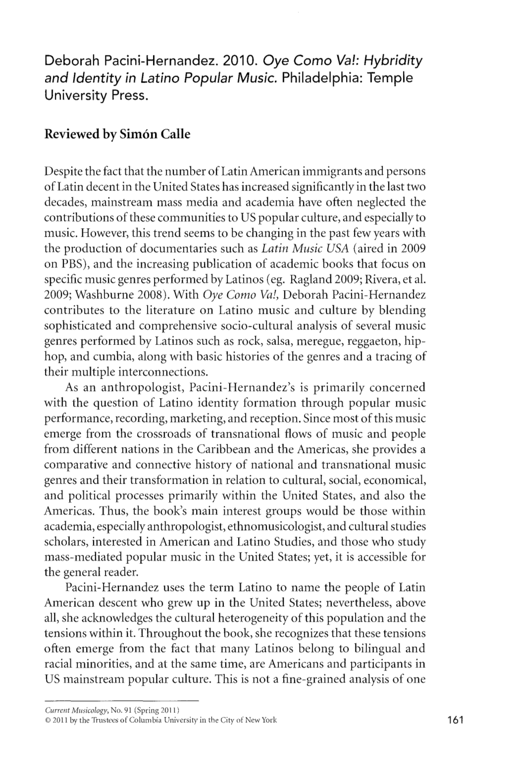 And Identity in Latino Popular Music. Philadelphia: Temple University Press