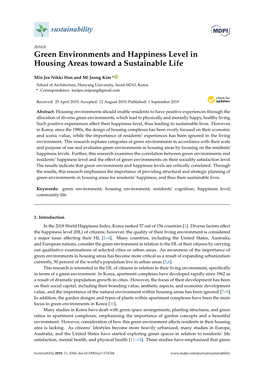Green Environments and Happiness Level in Housing Areas Toward a Sustainable Life
