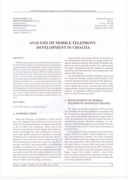 Analysis of Mobile Telephony Development in Croatia