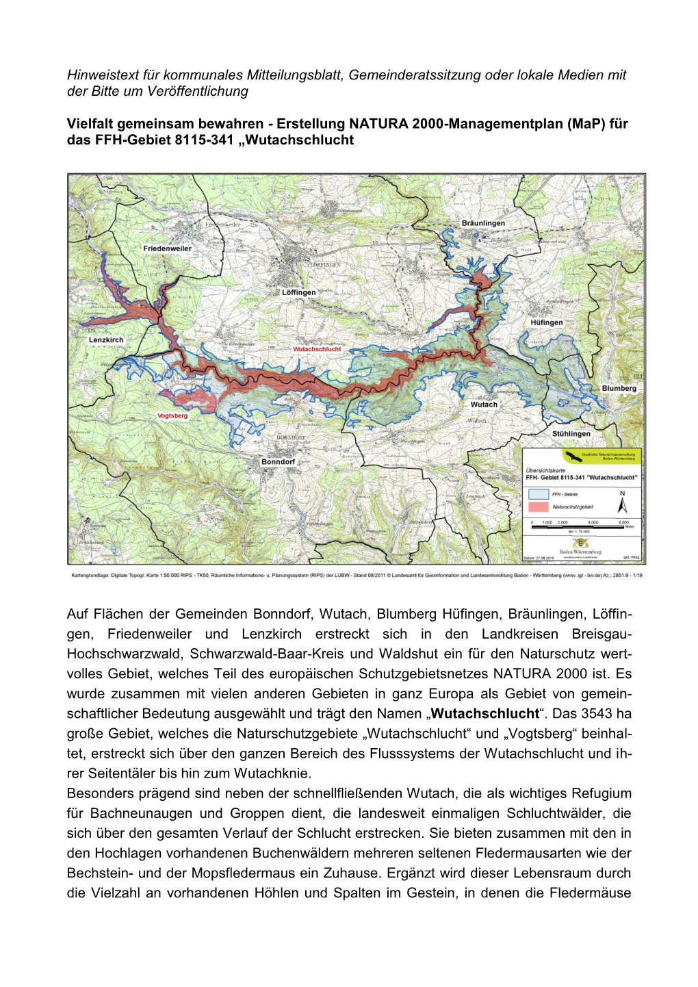 Für Das FFH-Gebiet Wutachschlucht