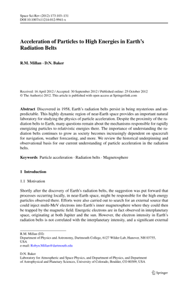 Acceleration of Particles to High Energies in Earth's Radiation Belts