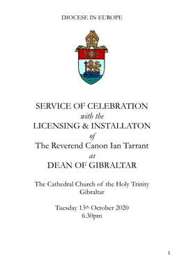 SERVICE of CELEBRATION with the LICENSING & INSTALLATON Of