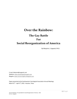 Over the Rainbow: the Gay Battle for Social Reorganization of America