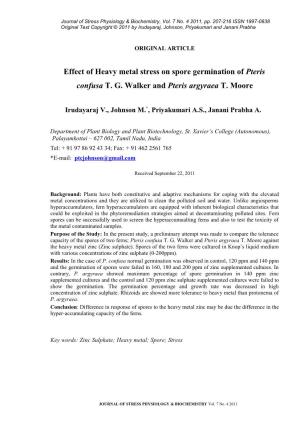 Effect of Heavy Metal Stress on Spore Germination of Pteris Confusa TG