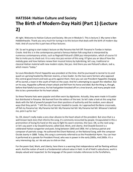 The Birth of Modern-Day Haiti (Part 1) (Lecture 2)