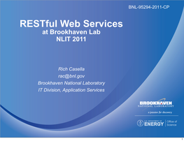 Restful Web Services at Brookhaven Lab NLIT 2011