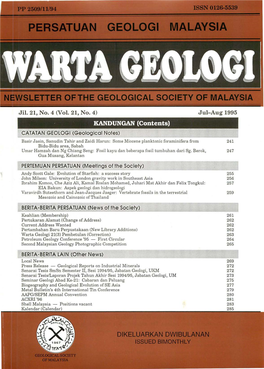 Warta Geologi Volume 21, No 4, Jul-Aug 1995