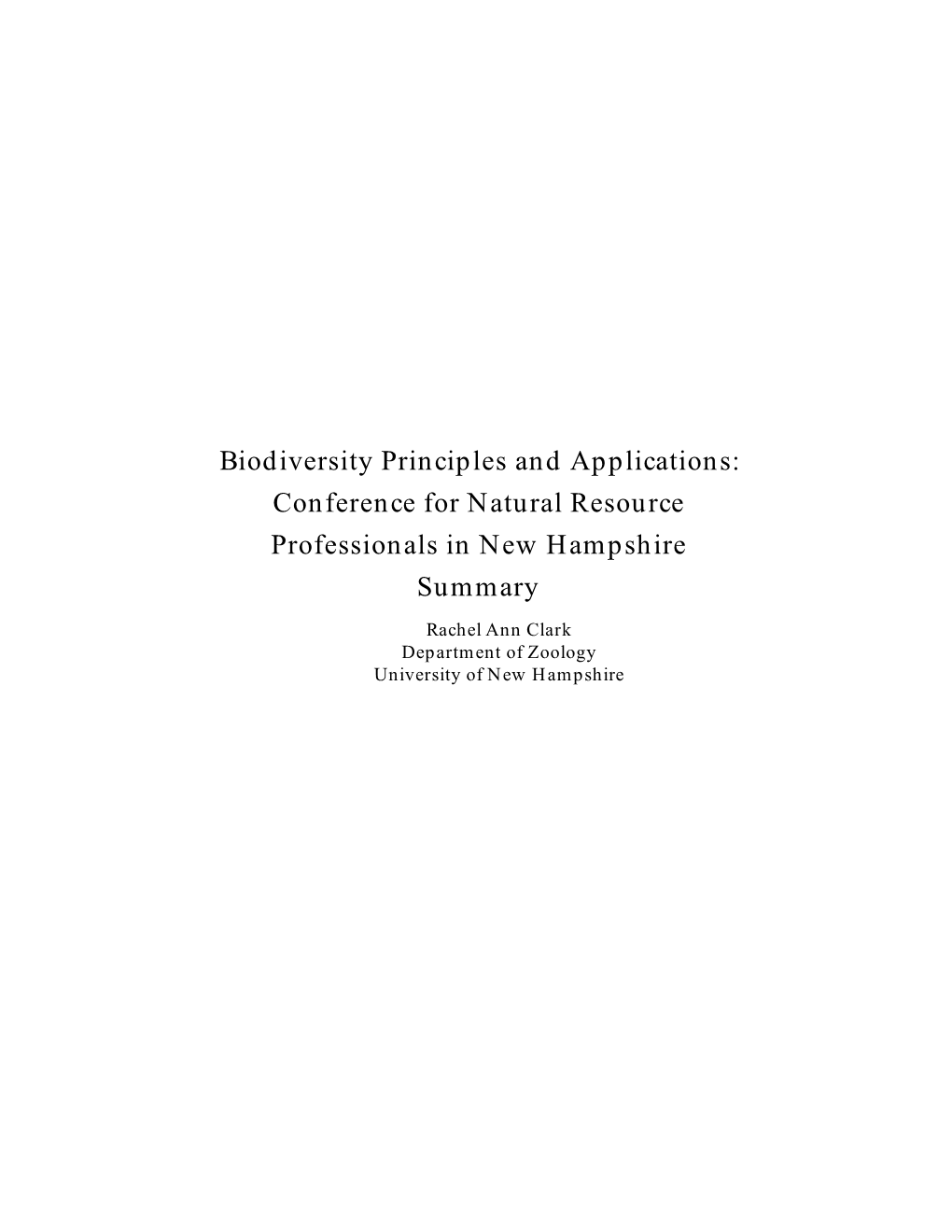 Biodiverstiy Principles & Applications:Conference(Summary)