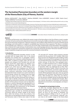 The Sarmatian/Pannonian Boundary at the Western Margin of the Vienna Basin (City of Vienna, Austria)
