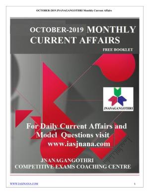 OCTOBER-2019 JNANAGANGOTHRI Monthly Current Affairs 1
