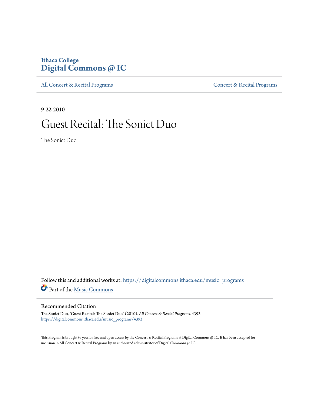 Guest Recital: the Sonict