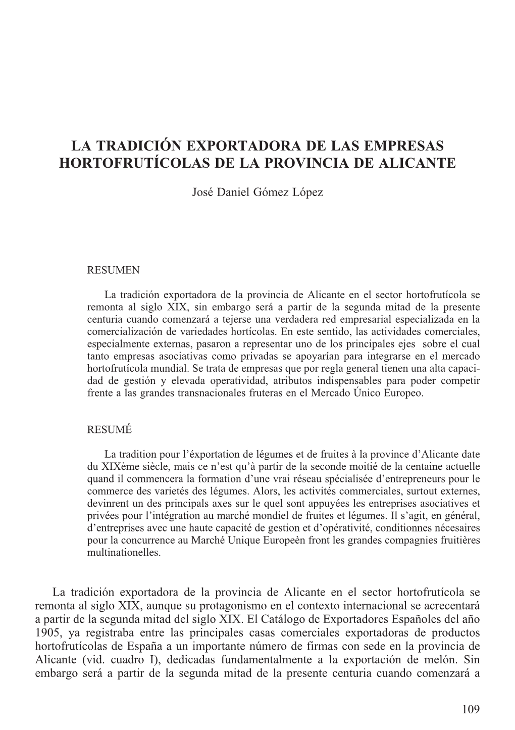 La Tradición Exportadora De Las Empresas Hortofrutícolas De La Provincia De Alicante