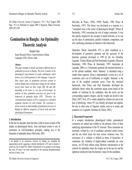 Gemination in Bangla: an Optimality Theoretic Analysis1 111 112 Somdev Kar
