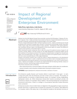 Impact of Regional Development on Enterprise Environment