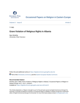 Grave Violation of Religious Rights in Albania