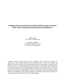 Changing Interaction Dynamics in Hierarchical Groups: Evidence from a Role Expansion Field Experiment in Healthcare