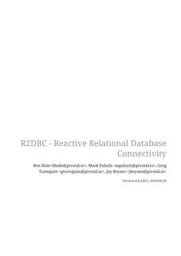 Reactive Relational Database Connectivity
