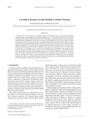 A Nonlinear Response of Sahel Rainfall to Atlantic Warming