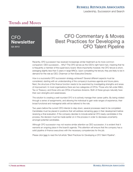 CFO Commentary & Moves Best Practices for Developing a CFO