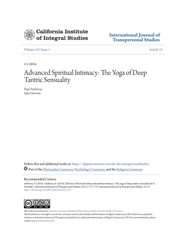 Advanced Spiritual Intimacy: the Yoga of Deep Tantric Sensuality