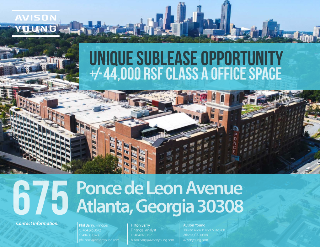 Unique SUBLEASE OPPORTUNITY +/- 44,000 RSF CLASS a OFFICE SPACE