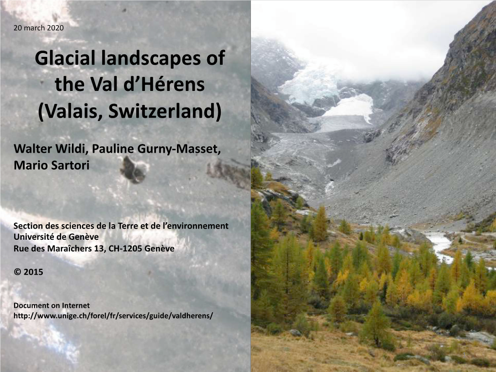 Glacial Landscapes of the Val D'hérens (Valais, Switzerland)