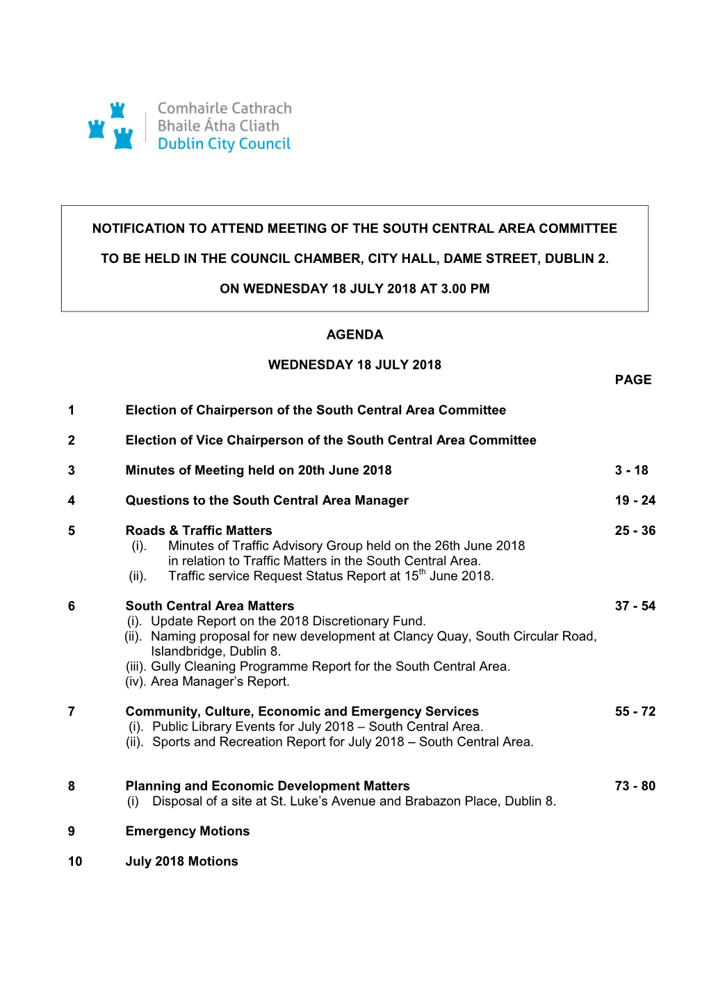 (Public Pack)Agenda Document for South Central Area Committee, 18