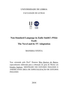 Non-Standard Language in Zadie Smith's White Teeth: the Novel and Its TV Adaptation