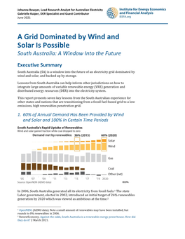 A Grid Dominated by Wind and Solar Is Possible South Australia: a Window Into the Future