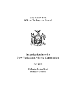 Investigation Into the New York State Athletic Commission