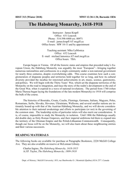 The Habsburg Monarchy, 1618-1918