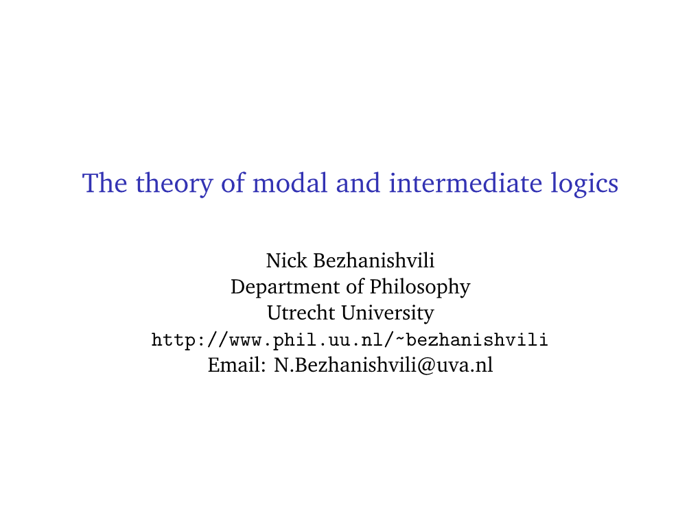 The Theory of Modal and Intermediate Logics