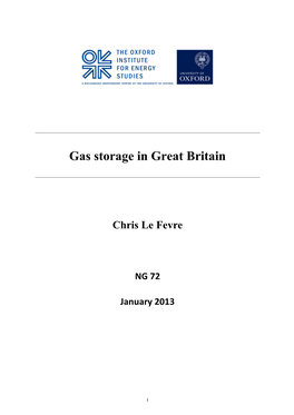 Gas Storage in Great Britain