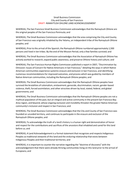 Ramaytush Ohlone Land Acknowledgement Draft Resolution